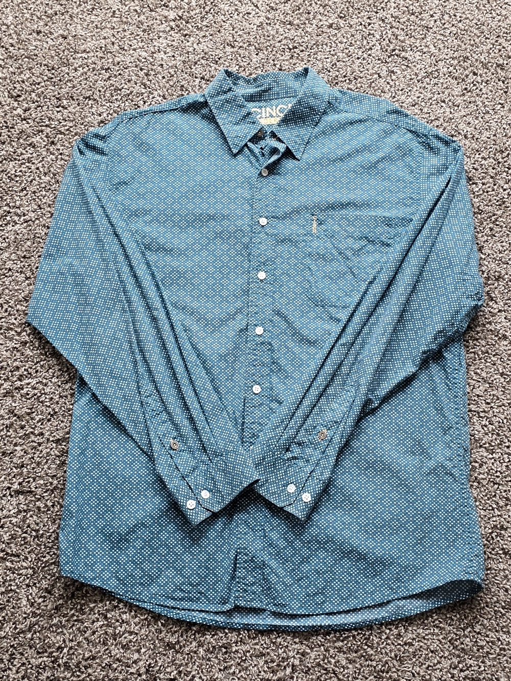 Mens Cinch Modern Fit Red Geometric Long Sleeve Button Up Shirt